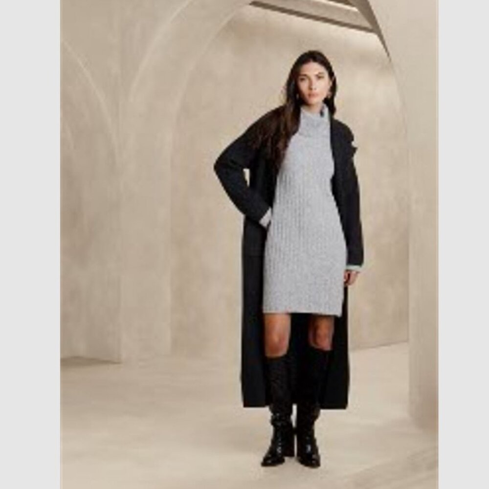 Banana Republic Adia Sweater Dress Heather Grey Size XL Mock Neck NWT
